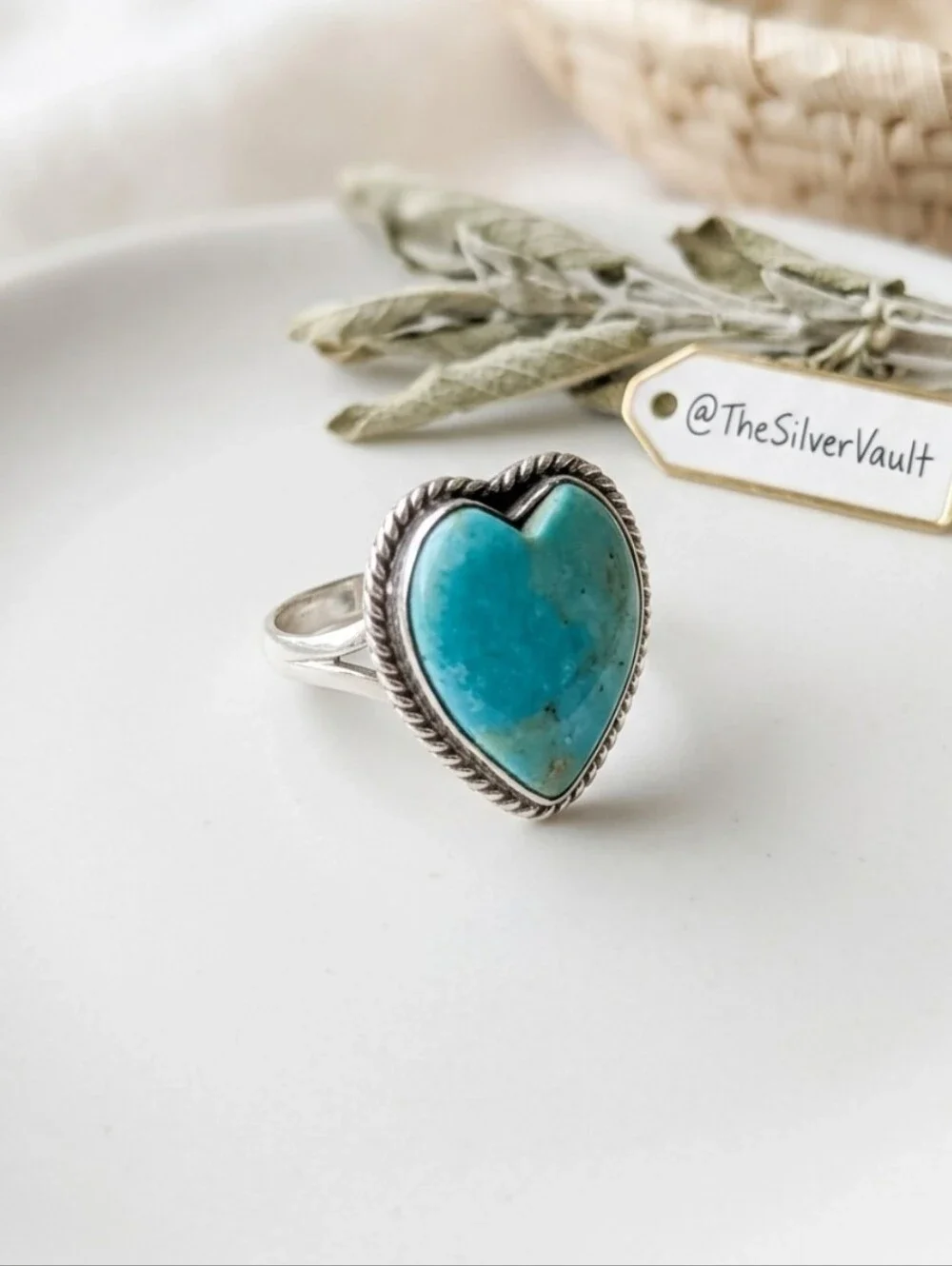 NWT Brand New Sterling Silver Kingman Turquoise Heart Statement Ring